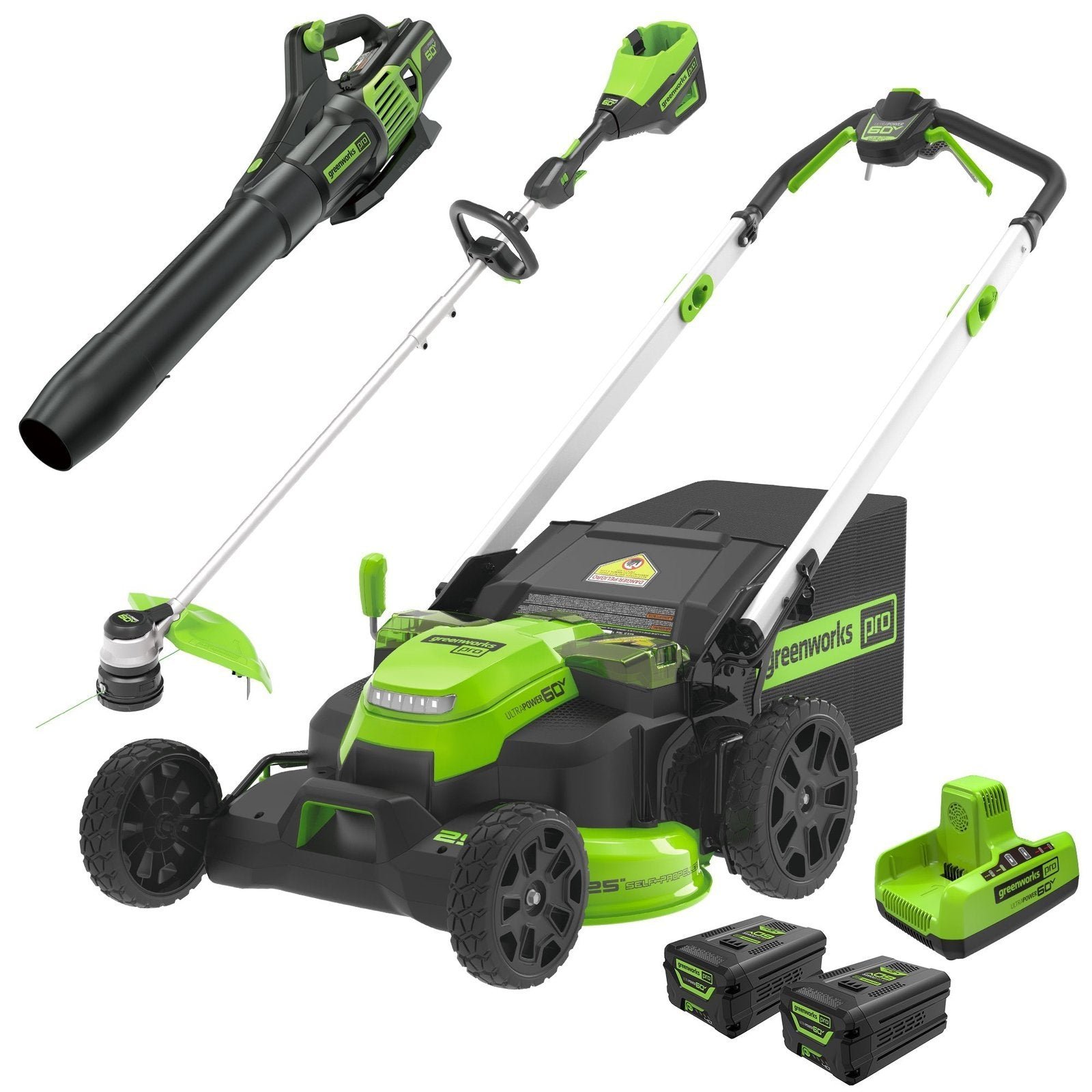 1350002VK.jpg 60V 25″ SP Mower 3PC Combo Kit, 16″ String Trimmer and 610CFM Blower - Image 1