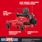 CRAFTSMAN Z5800 | 54in 24HP Zero-Turn Riding Mower | 24 HP Kohler Engine | High-Back Seat (17RRFACW093) - Image 2