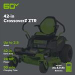 60V 42” Electric CrossoverZ Zero Turn Mower with (6) 8 Ah Batteries and (3) Dual Port Turbo Chargers - Image 2