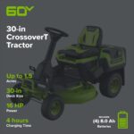 60V 30″ CrossoverT Riding Lawn Tractor with (4) 8.0 Ah Batteries and 600-Watt Charger - Image 2