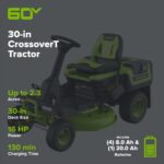 60V 30″ CrossoverT Riding Lawn Tractor, Bagger Included, (4) 8.0 Ah (1) 20.0Ah Batteries and 600-Watt Charger - Image 2