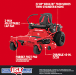 CRAFTSMAN Z5400 | 46in 22HP Zero-Turn Riding Mower | 22 HP Kohler Engine | Hydrostatic Transmission | High-Back Seat (17ARFACT093) - Image 2