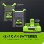 60V 25″ Cordless Battery Dual Blade Self-Propelled Lawn Mower w/ Two (2) 4.0Ah Batteries & Dual-Port Charger - Image 10