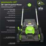 60V 25″ Dual Blade Self-Propelled Mower 5-pc Combo Kit, (3) 4.0 Ah Batteries, (1) Single Port Chargers and (1) Dual-Port Charger - Image 3